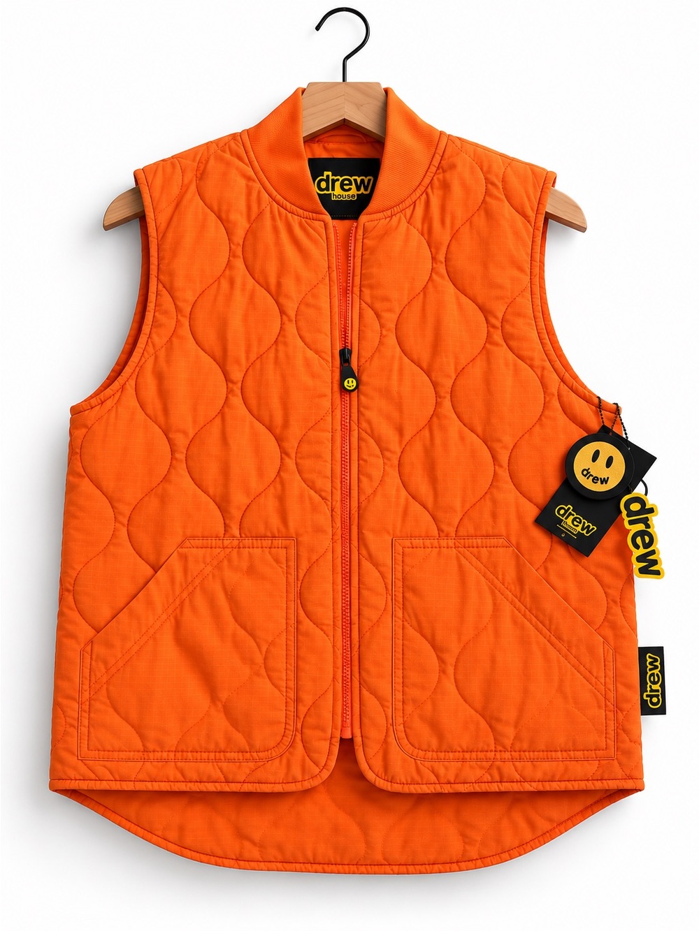 drew house Kids Quilted Vest in Vibrant Orange